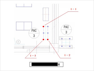 レーダ探査機でコンクリート内の埋設物を調べます。